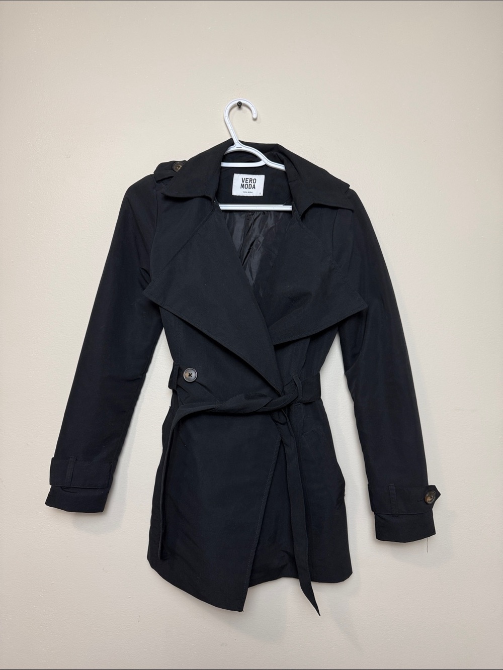 Vero Moda Black Belted Trench Coat size S